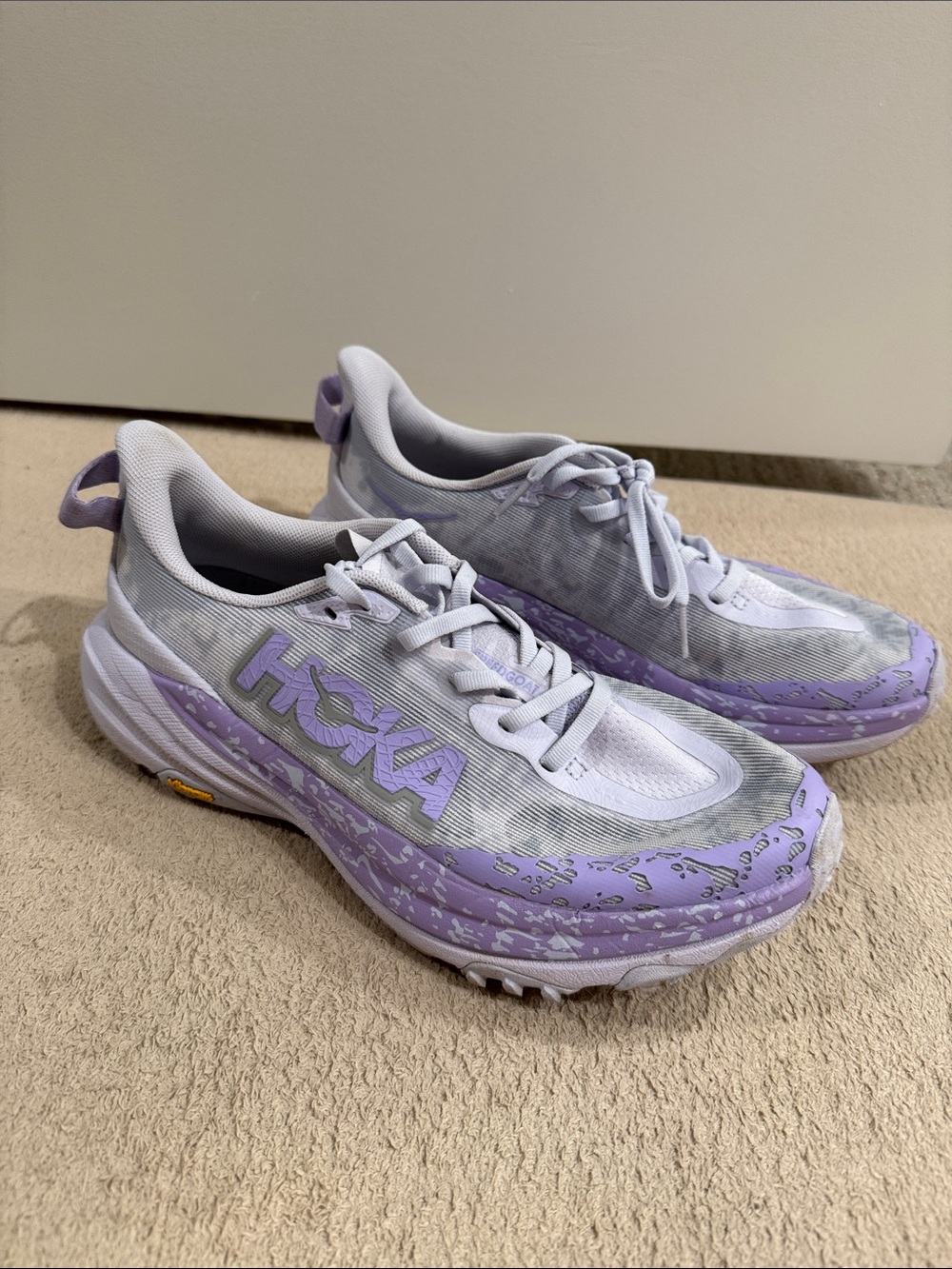 Hoka Women's Lavender and White Athletic Running Sneakers